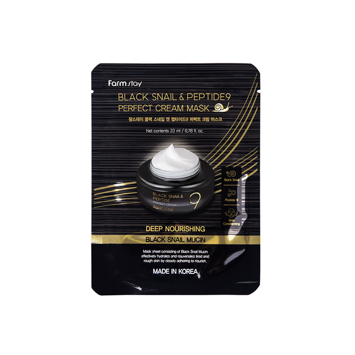 FARMSTAY BLACK SNAIL & PEPTIDE9 PERFECT CREAM MASK