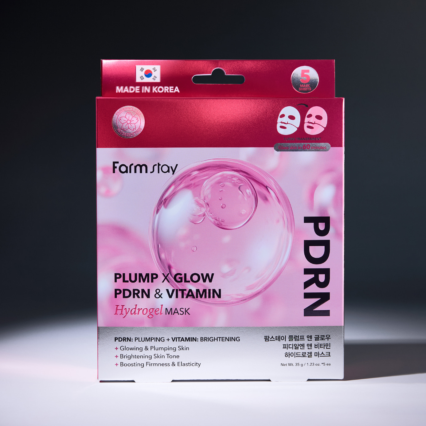 FARMSTAY PLUMP & GLOW PDRN&VITAMIN HYDROGEL MASK