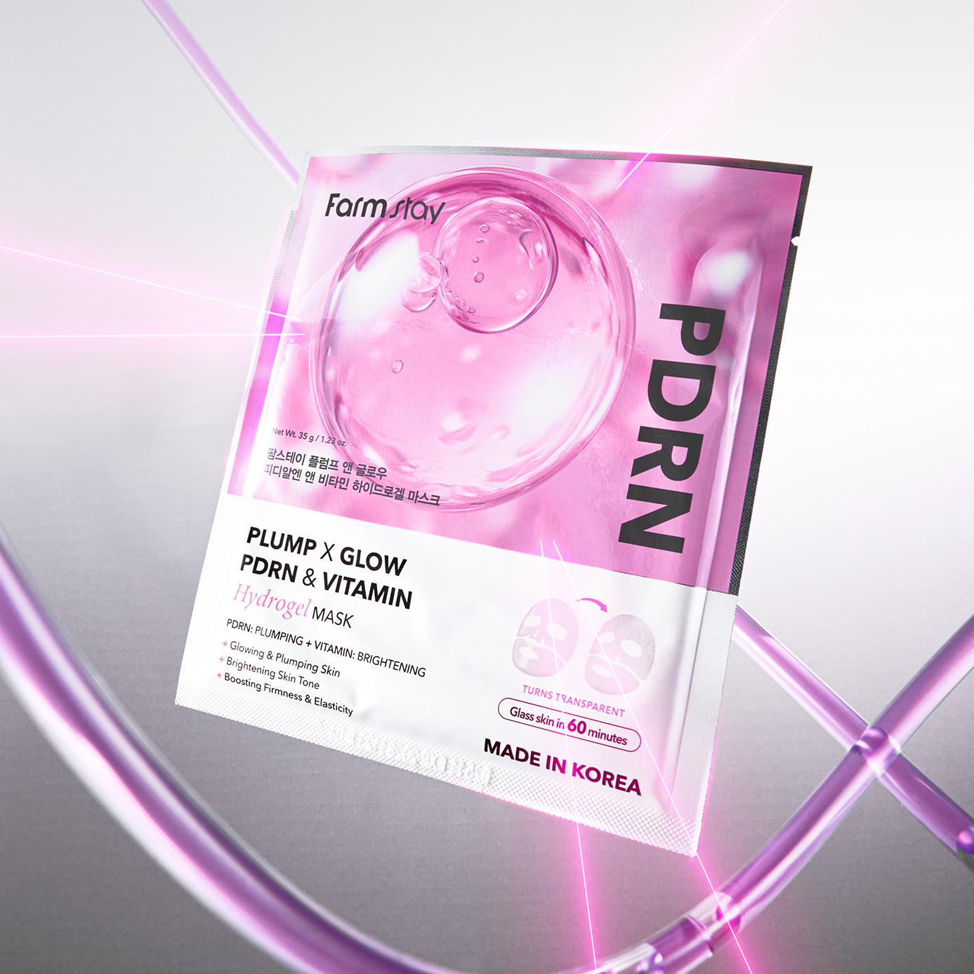 FARMSTAY PLUMP & GLOW PDRN&VITAMIN HYDROGEL MASK